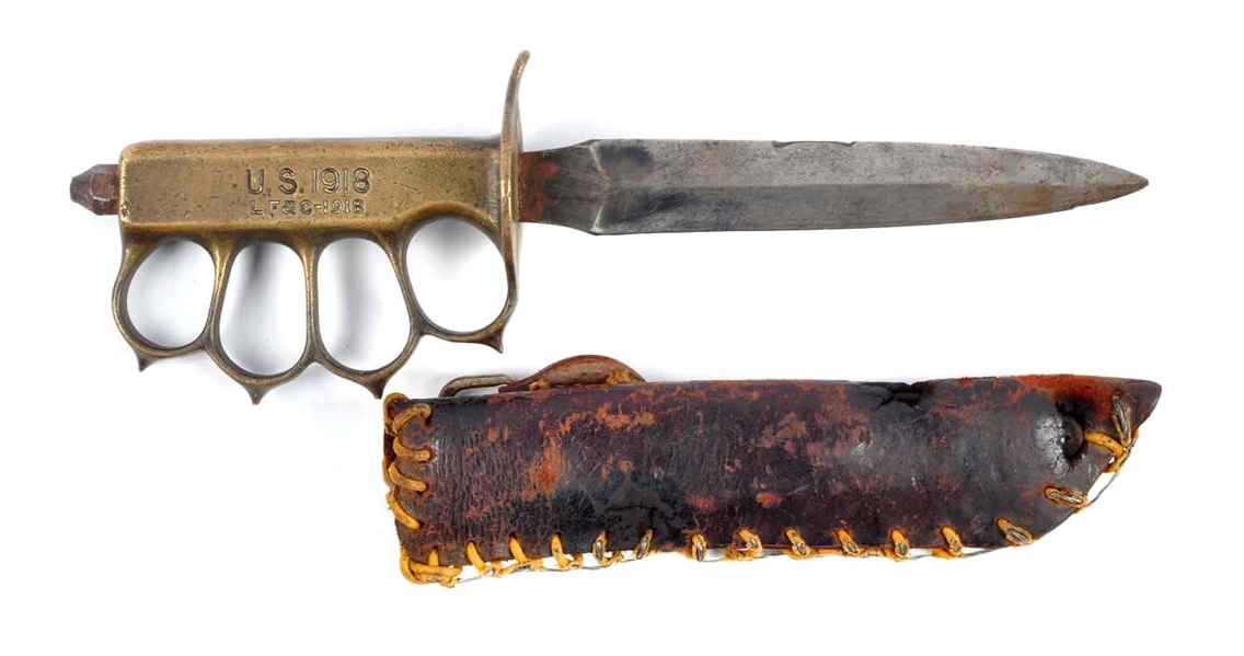 WWI BRASS KNUCKLE TRENCH KNIFE.                   