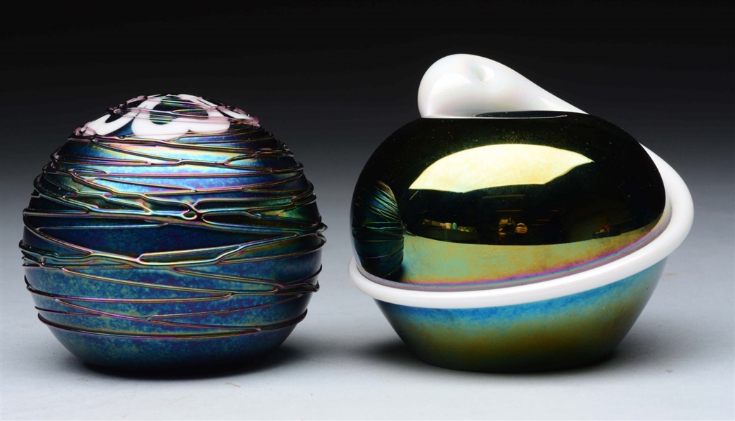 LOT OF 2: TERRY CRIDER PAPERWEIGHTS.              
