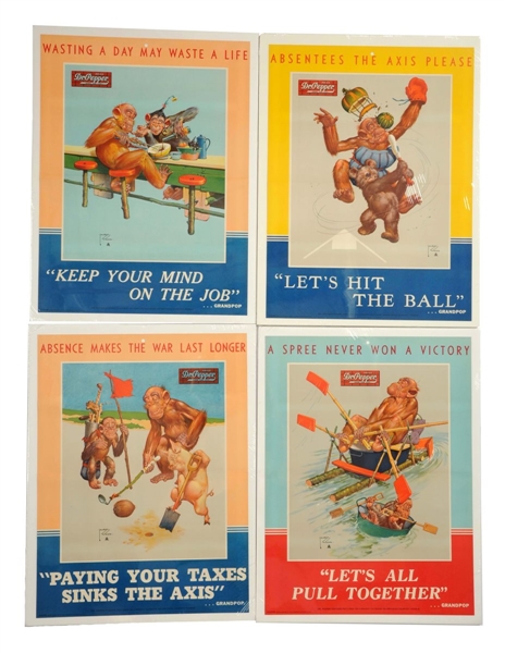 LOT OF 4: 1940S DR PEPPER ADVERTISING POSTERS.   