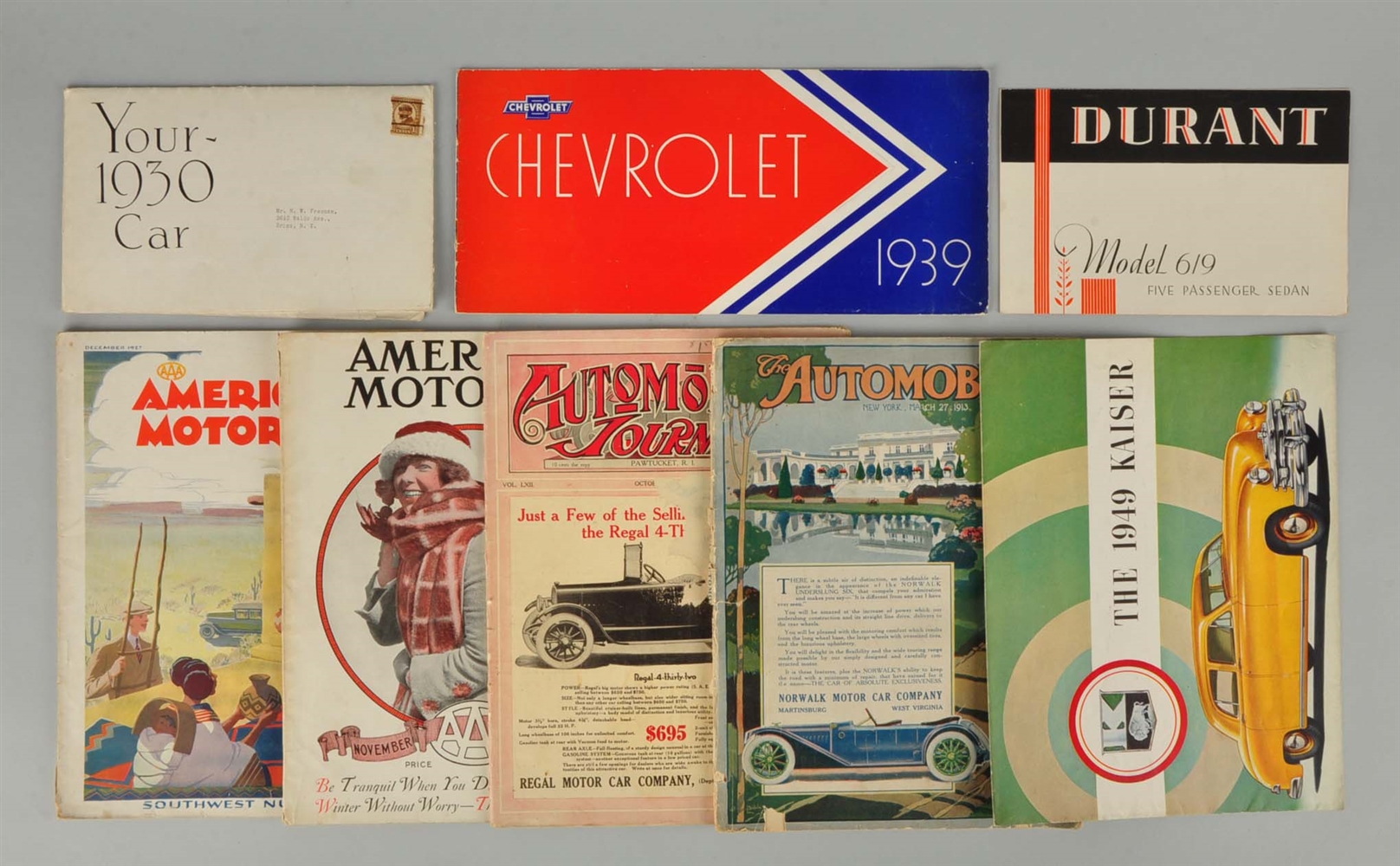 LOT OF 8: AUTOMOBILE ADVERTISING PAMPHLETS & TEXT.