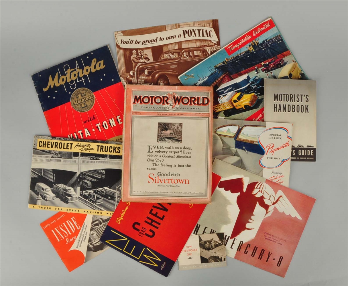 LOT OF ASSORTED AUTOMOBILE ADVERTISEMENTS.