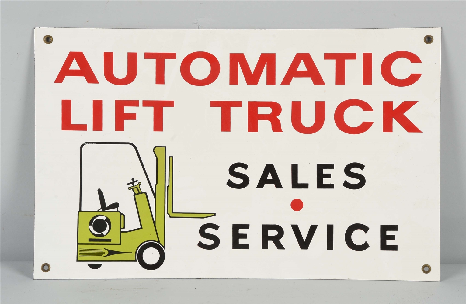 AUTOMATIC LIFT TRUCK SALES-SERVICE PORCELAIN SIGN.
