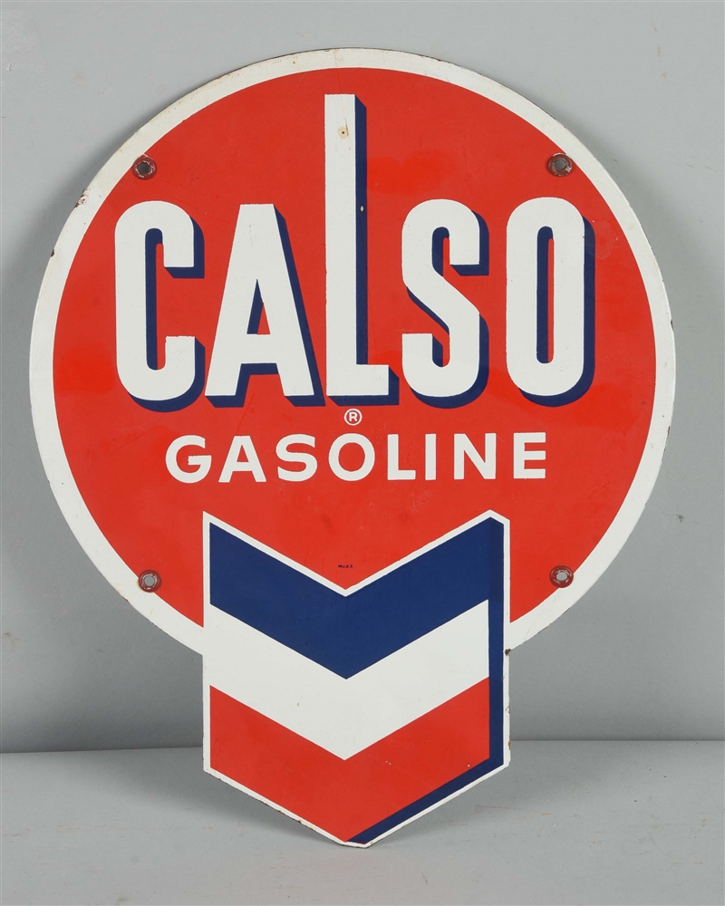 CALSO GASOLINE PORCELAIN DIECUT SIGN.