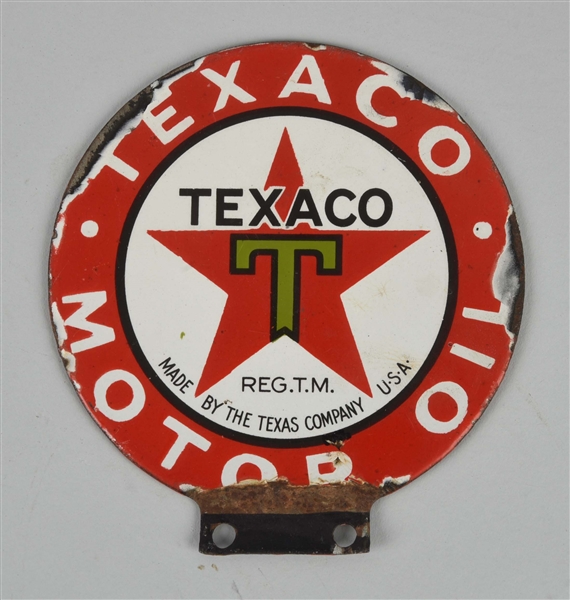 TEXACO (BLACK-T) MOTOR OIL PORCELAIN LUBSTER SIGN.