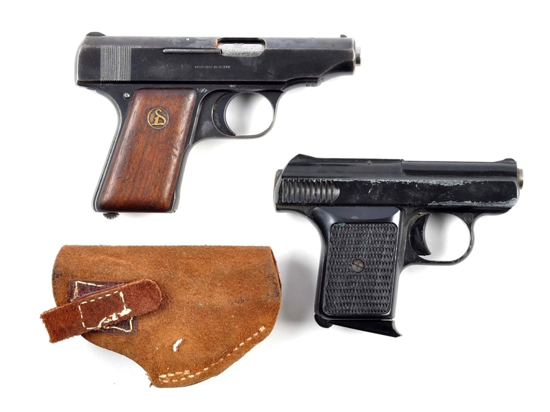 (C) LOT OF 2: SMALL POCKET SEMI-AUTOMATIC PISTOLS.