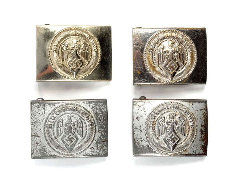 LOT OF 4: HITLER YOUTH BUCKLES MFG. IN STEEL.     