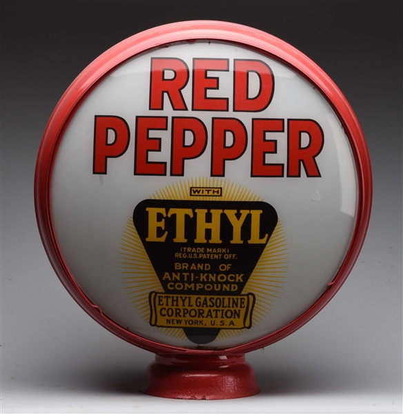 RED PEPPER W/ ETHYL LOGO 15" SINGLE GLOBE LENS.   