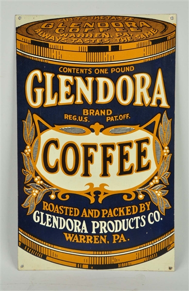 GLENDORA COFFEE TIN SIGN.