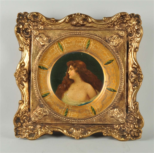 FRAMED PLATE W/ A PORTRAIT OF A LADY.