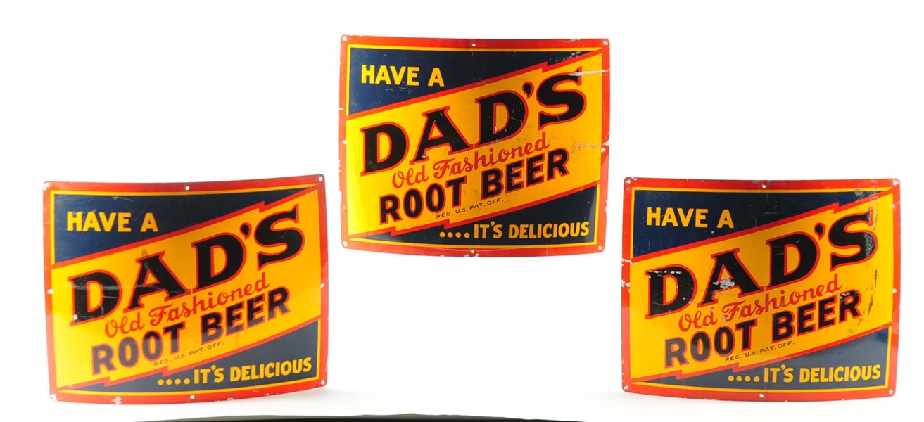 LOT OF 3: DAD’S ROOT BEER SIGNS.