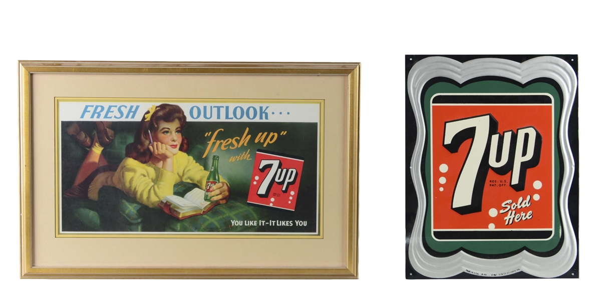 LOT OF 2: 7UP ADVERTISEMENT SIGNS