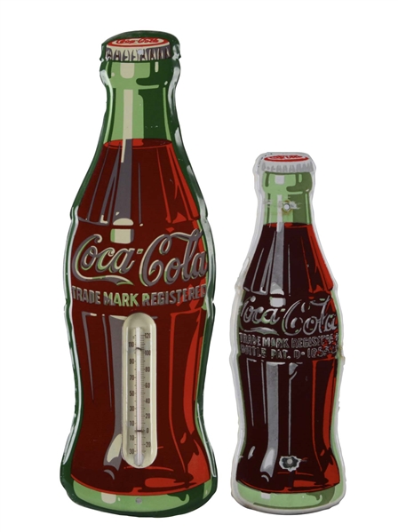 LOT OF 2: COCA-COLA FIGURAL BOTTLE ADVERTISING PIECES