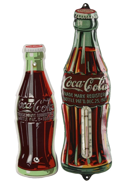 LOT OF 2: COCA-COLA FIGURAL BOTTLE ADVERTISING PIECES