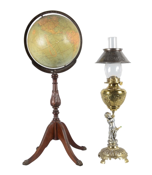 LOT OF 2: GLOBE AND GAS LAMP