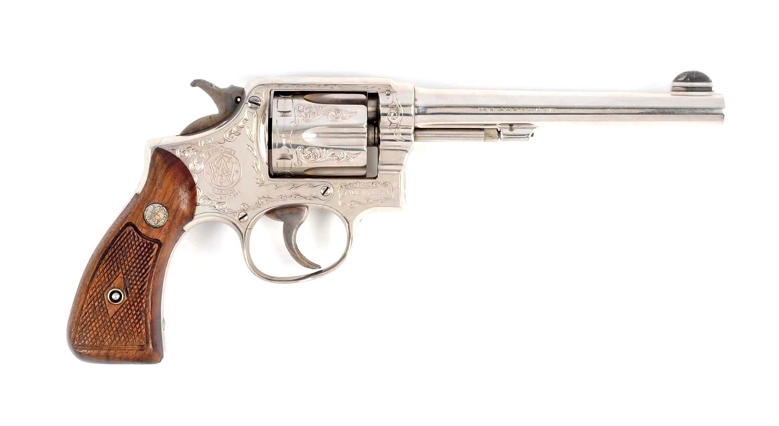 (C) CUSTOM ENGRAVED S&W M&P PRE-MODEL 10 REVOLVER.