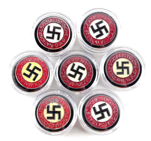 LOT OF 7: NAZI PARTY PINS.                        