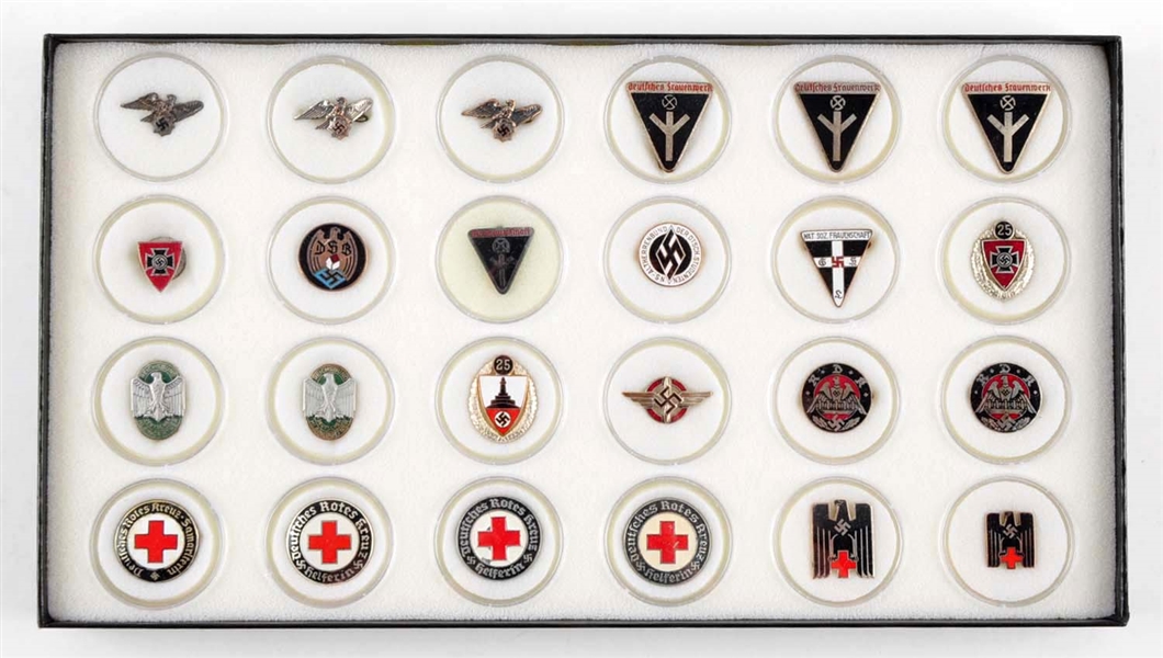 LOT OF 24: NAZI ERA BADGES & MEMBERSHIP PINS.     