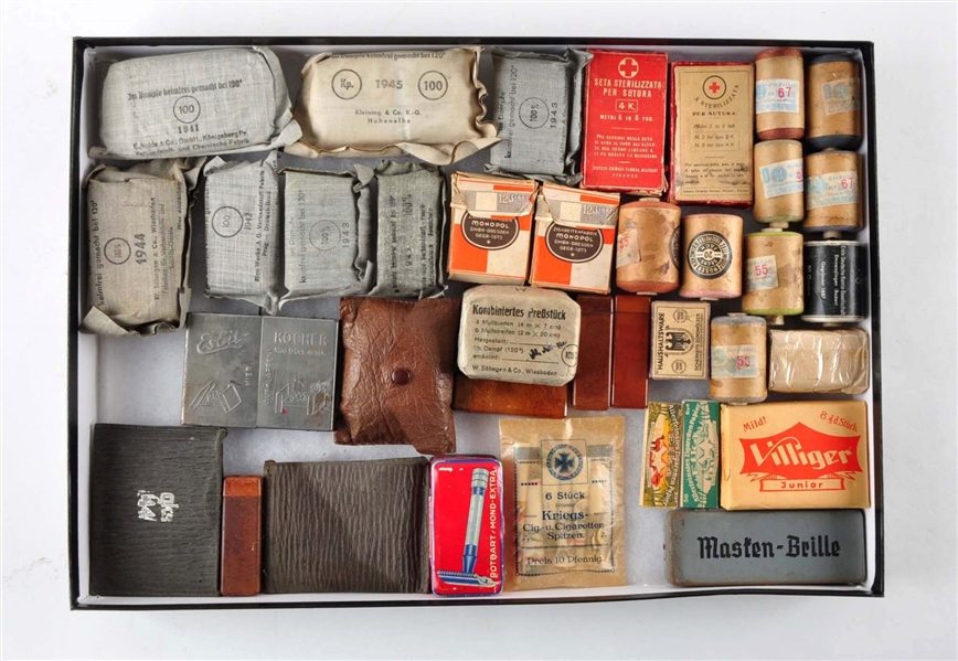 LOT OF GERMAN WWII BANDAGES, THREAD & MISC. ITEMS.