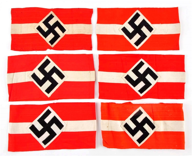 LOT OF 6: HITLER YOUTH ARM BANDS.                 