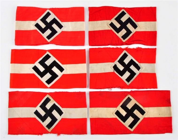 LOT OF 6: HITLER YOUTH ARM BANDS.                 