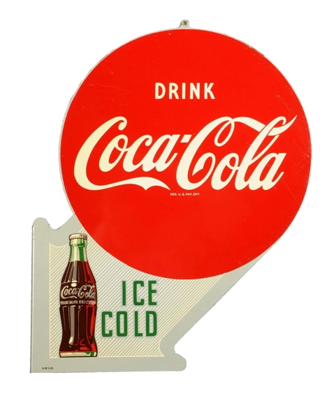 1950S COCA-COLA "ICE COLD" ADVERTISING FLANGE.   