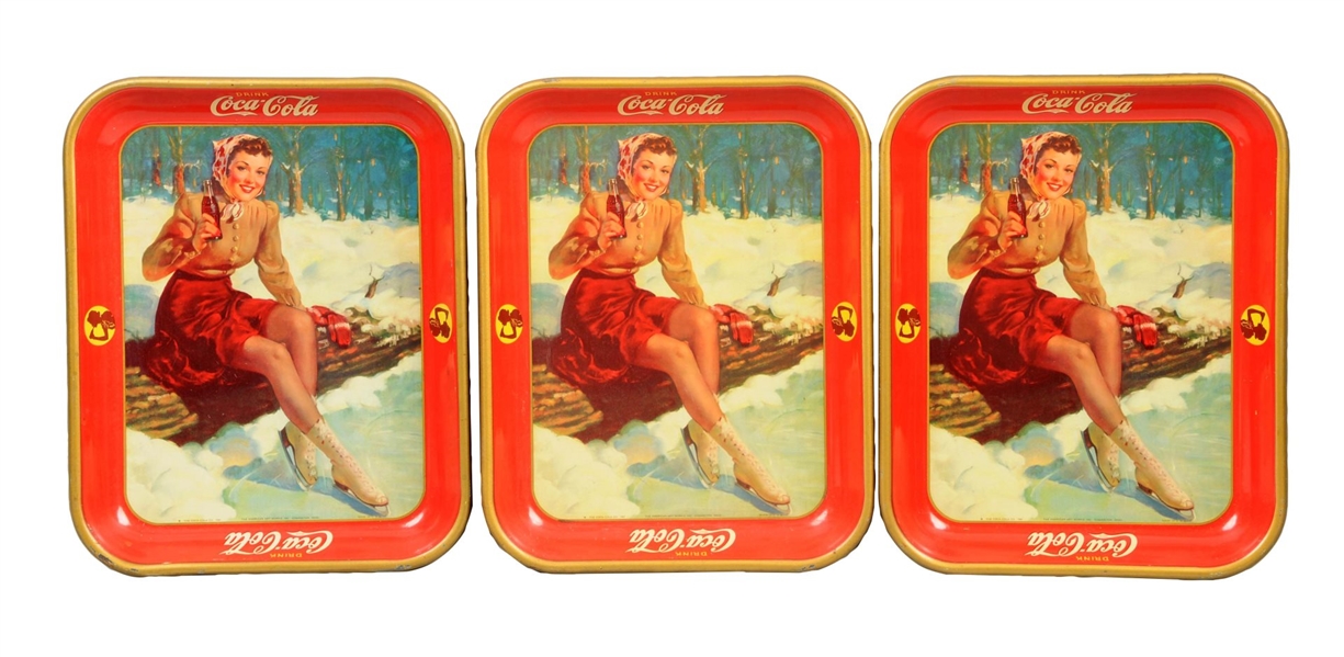 LOT OF 3: 1941 COCA - COLA ADVERTISING TRAYS.     