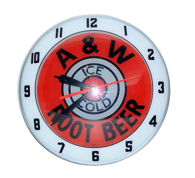 A&W ROOT BEER DOUBLE BUBBLE ADVERTISING CLOCK.    