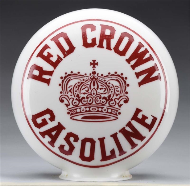 RED CROWN GASOLINE W/ CROWN OPE MILKGLASS GLOBE.  