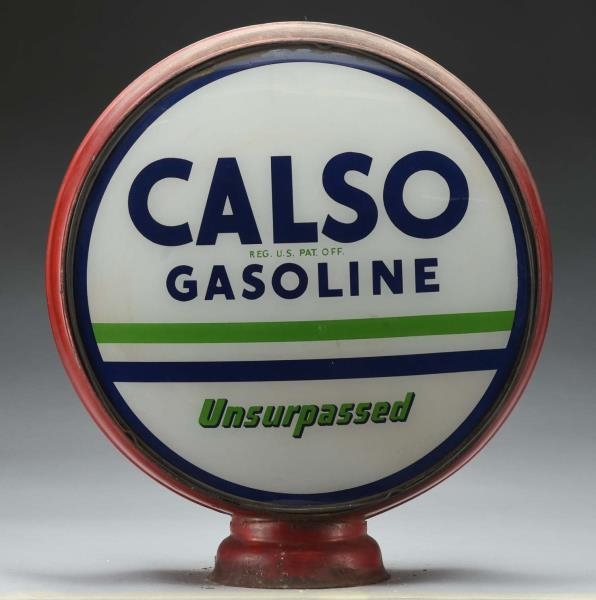 CALSO GASOLINE "UNSURPASSED" 15" GLOBE LENSES.    