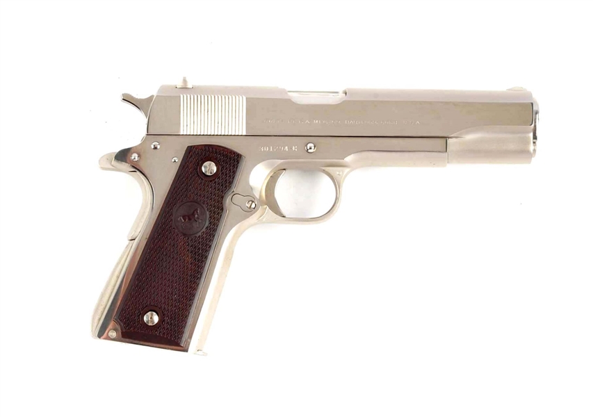 (C) RARE COLT NICKEL PRE 70 MODEL 1911 A1 PISTOL. 