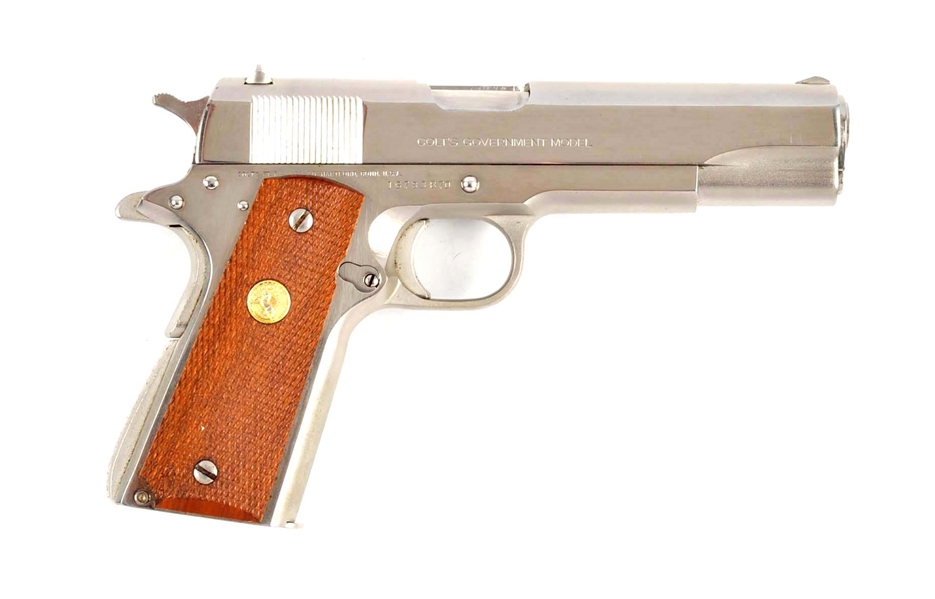 (M) NICKEL COLT SERIES 70 MODEL 1911 A1 PISTOL.   