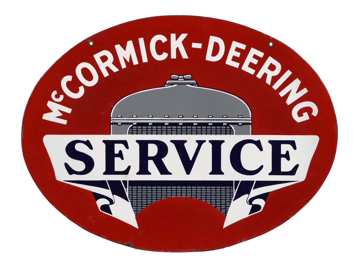 MCCORMICK-DEERING SERVICE W/LOGO OVAL PORCELAIN SIGN.            