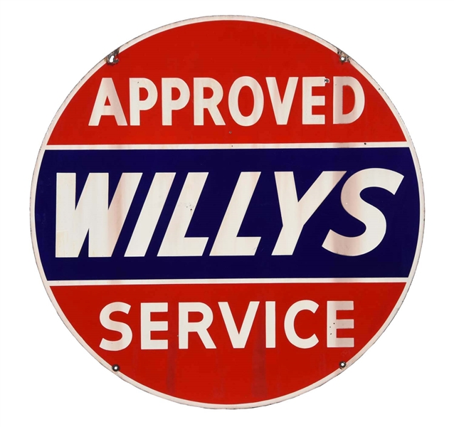 APPROVED WILLYS SERVICE PORCELAIN SIGN.                 