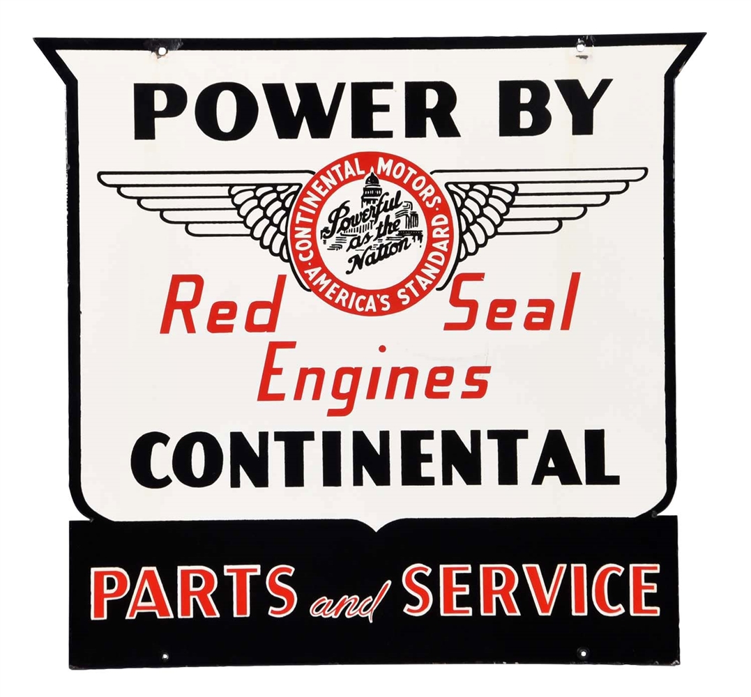 RED SEAL ENGINES CONTINENTAL S & S DIECUT PORCELAIN SIGN.          