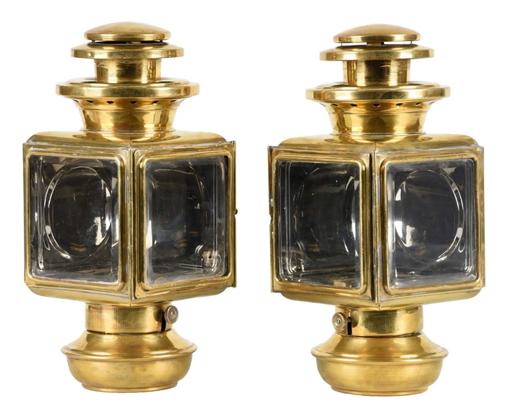 PAIR OF MAXWELL MODEL 20 BRASS SIDE LAMPS.        