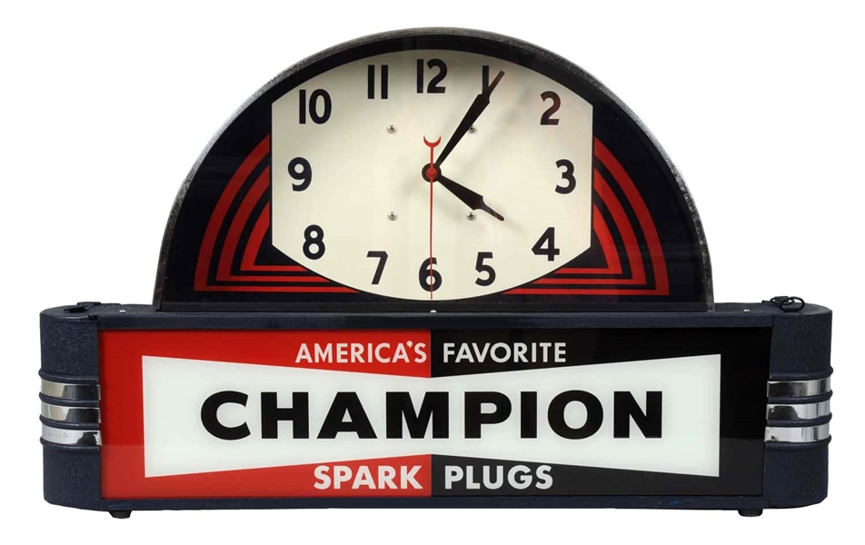 CHAMPION SPARK PLUG CLOCK - RESTORED.               