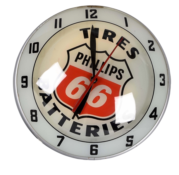 PHILLIPS 66 (RED & WHITE) CLOCK.                  