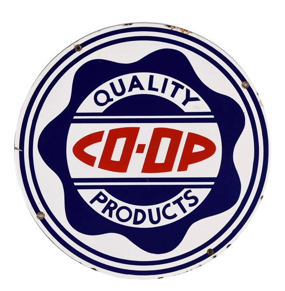 QUALITY CO-OP PRODUCTS PROCELAIN SIGN.                  