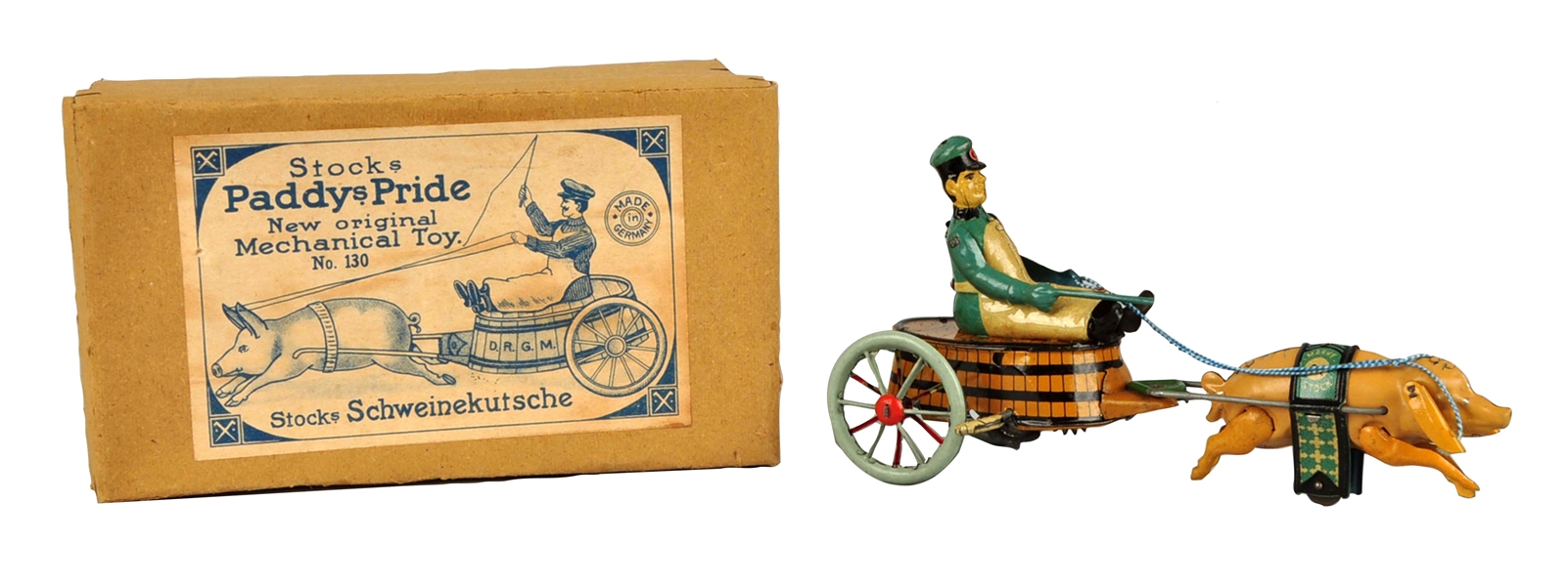 GERMAN STOCK TIN LITHO WIND-UP PADDYS PRIDE TOY. 