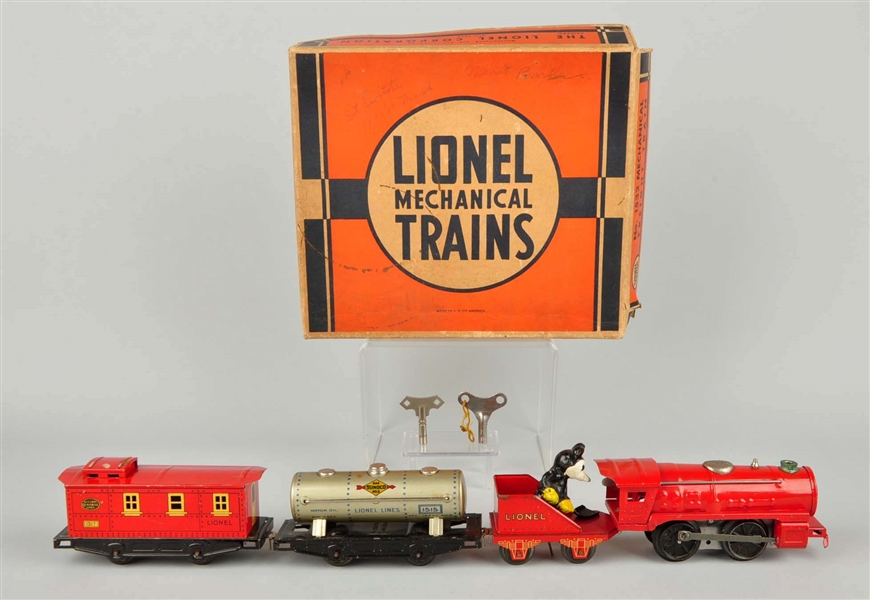 LIONEL DISNEY WIND-UP MICKEY MOUSE FREIGHT TRAIN. 