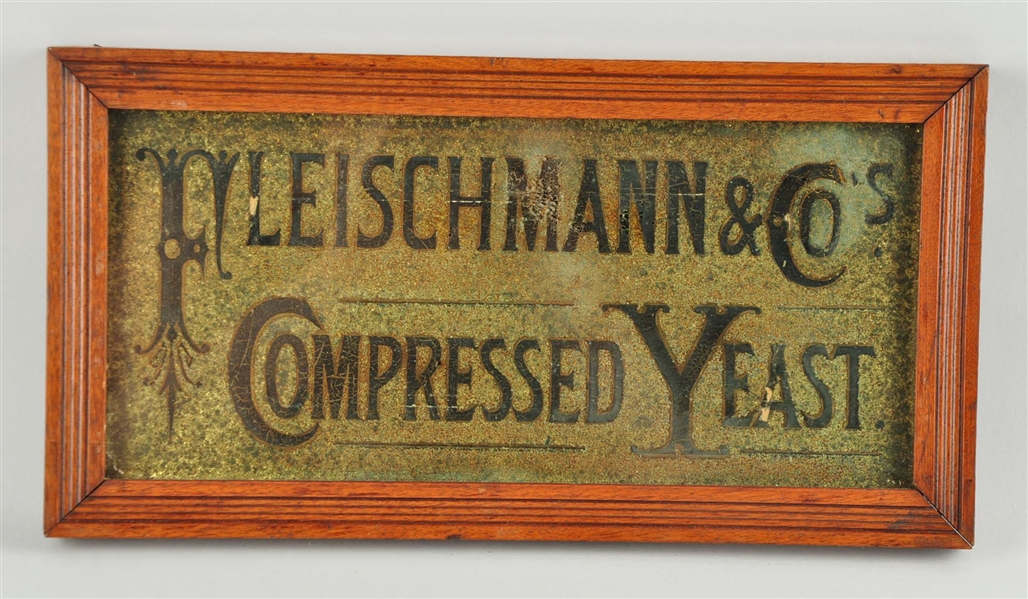 FRAMED REVERSE ON GLASS SIGN FOR FLEISCHMANN & CO.