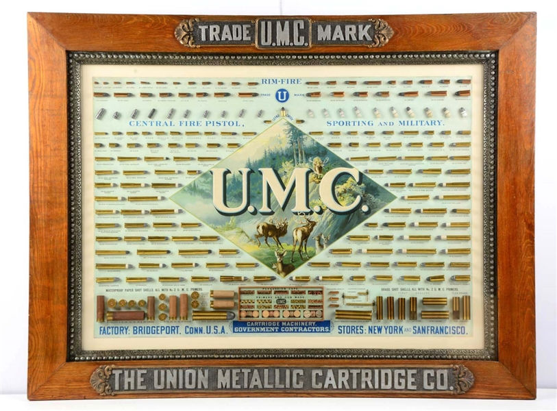 FINEST KNOWN UMC FRAMED CARTRIDGE STORE DISPLAY BOARD.