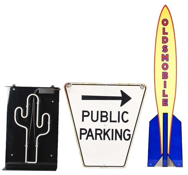 LOT OF 3: PORCELAIN AND NEON SIGNS