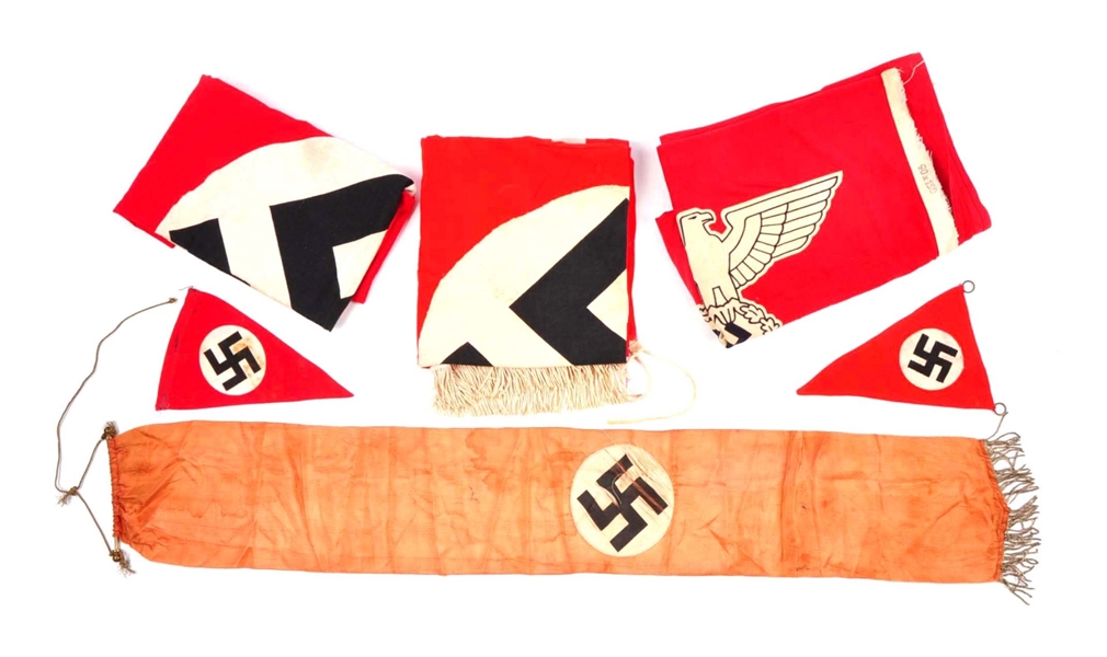 LOT OF 6: NAZI FLAGS.                             