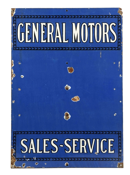 GENERAL MOTORS SALES-SERVICE PORCELAIN SIGN.                