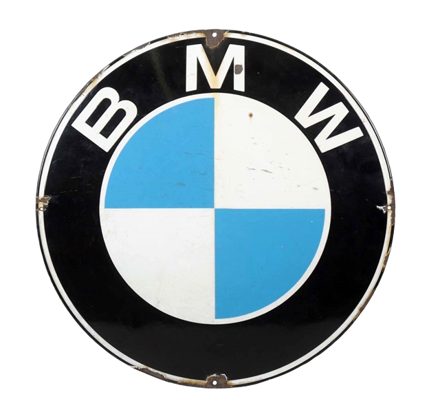BMW (AUTO) CONVEXED PORCELAIN SIGN.                     