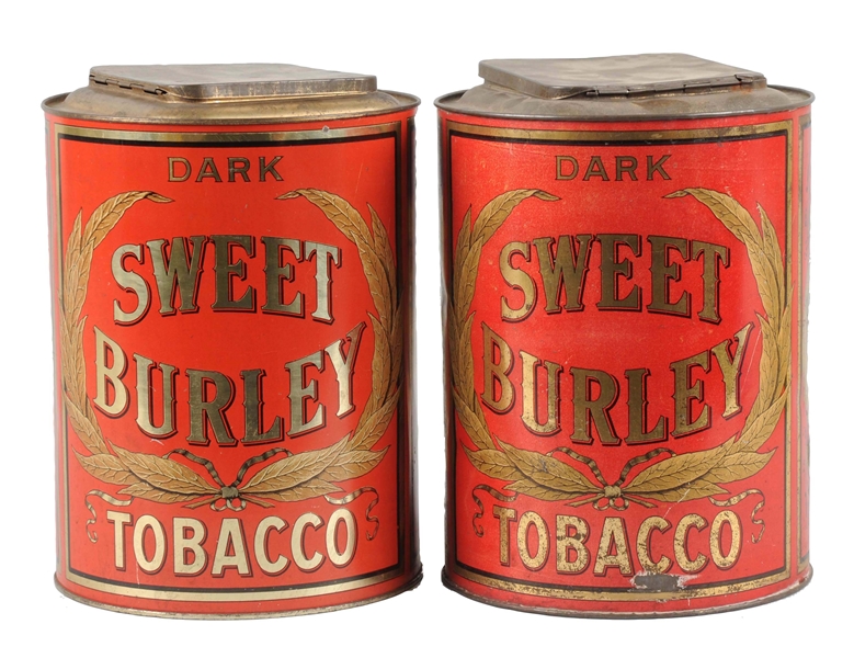 LOT OF 2: RED SWEET BURLEY TOBACCO TIN.
