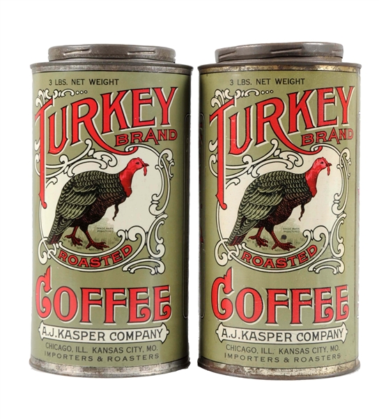 LOT OF 2: TURKEY BRAND COFFEE TIN.