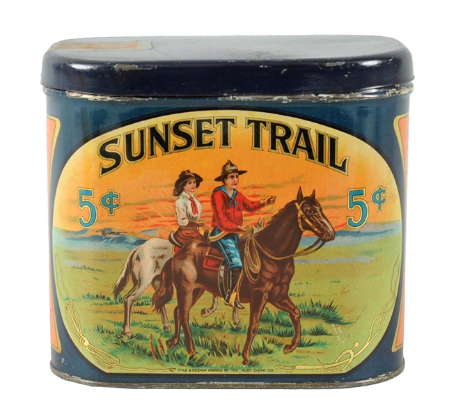 SUNSET TRAIL 5¢ CIGAR TIN.