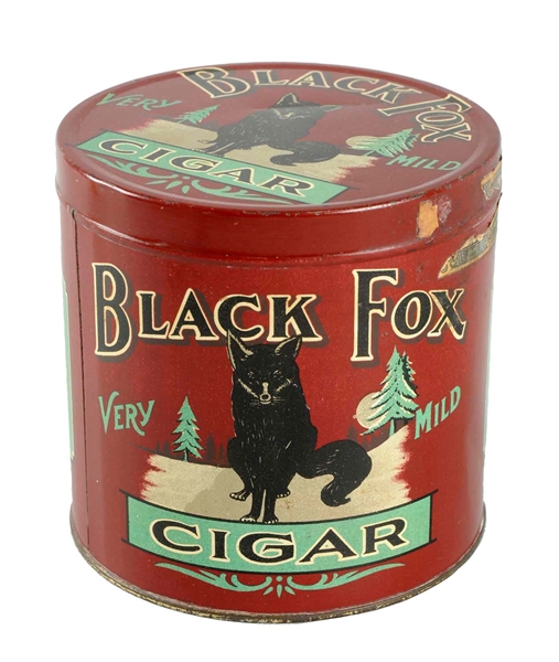BLACK FOX CIGAR TIN.